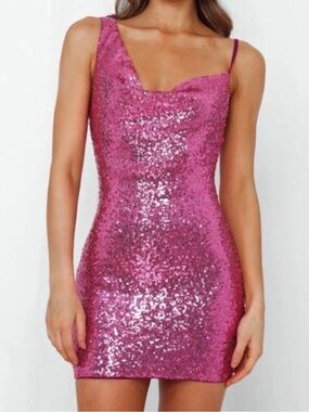 Hello Molly Pink Sequin Mini Dress